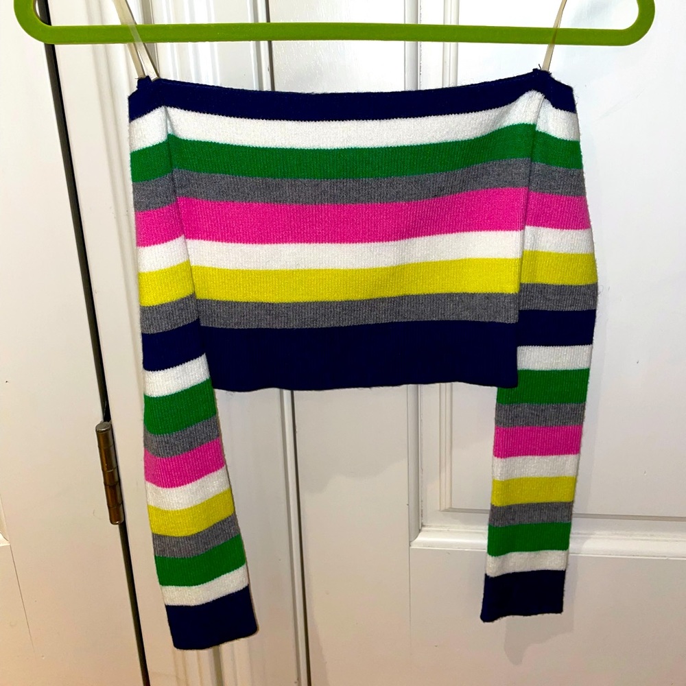 Blue Blush ColorBlock Off the Shoulder Sweater